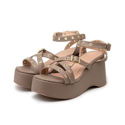 Sandália Anabela Blush Taupe - 0086 - LETICIA FERREIRA SHOES 