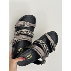 Rasteira Birken Mille Onix - 0101 - LETICIA FERREIRA SHOES 