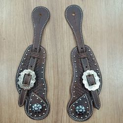 Correia de Espora em Couro Bordado c/ Margarida Sport Equine 6296