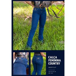 Calça Jeans Feminina American Country Boots Cut Bordada Referência