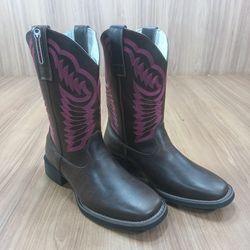 Bota Big Bull Feminina Texana Pink Fossil Marrom 9... - LETÍCIA COUNTRY IMPORT'S