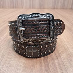 Cinto Master Cruz Trabalhado em Couro 7545 - 7545 - LETÍCIA COUNTRY IMPORT'S