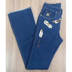 Calça Jeans Feminina American Country Boot Cut Bordada 873 8815