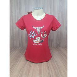 T Shirt Power Country Feminina Vermelho 7056 - 705 - LETÍCIA COUNTRY IMPORT'S