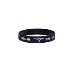 Pulseira King Farm Preta com Logo e Escrita Branco... - LETÍCIA COUNTRY IMPORT'S