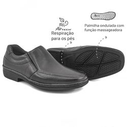 Sapato Social Masculino Conforto Couro Preto Levet... - Levecomfort Calçados