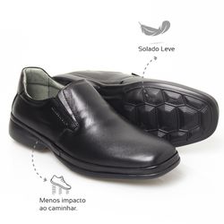 Sapato Social Leve Conforto Couro Preto Leveterapi... - Levecomfort Calçados