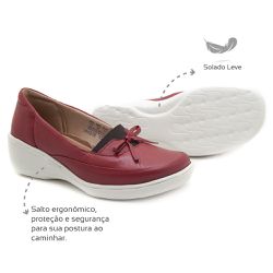 Sapato Feminino Confortável com Elástico Vermelho ... - Levecomfort Calçados