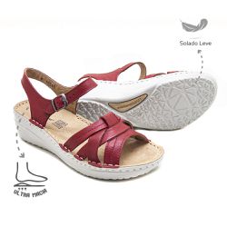 Sandália em Couro Tomate Levecomfort - 10240v - Levecomfort Calçados