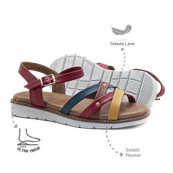 Sandália em couro Colors Ultra Macia Levecomfort ... - Levecomfort Calçados