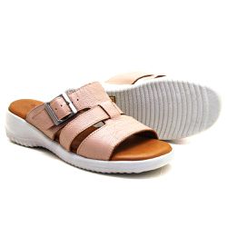 Sandália Feminina com Fivela Couro Nude Levecomfor... - Levecomfort Calçados