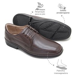 Sapato Social Masculino Conforto Couro Dark Brown ... - Levecomfort Calçados