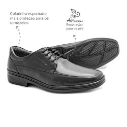 Sapato Social Masculino Conforto Couro Preto Levet... - Levecomfort Calçados