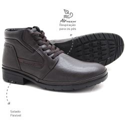 Bota Coturno Conforto Antiderrapante Couro Dark Br... - Levecomfort Calçados