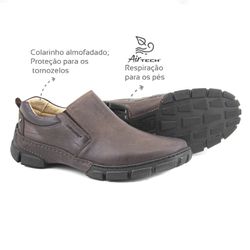 Sapato Casual em couro Café Leveterapia - 43811 - Levecomfort Calçados