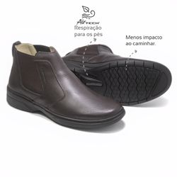 Bota com elástico Couro Café Leveterapia - 44703 - Levecomfort Calçados