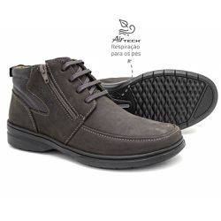 Bota Masculina com zíper Couro Praire Café Leveter... - Levecomfort Calçados