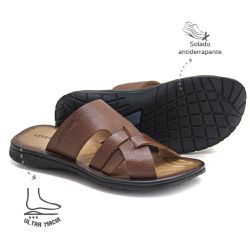 Chinelo Masculino Confortável em Couro Whisky Leve... - Levecomfort Calçados