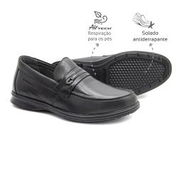 Sapato Casual Masculino Conforto Couro Preto Levet... - Levecomfort Calçados