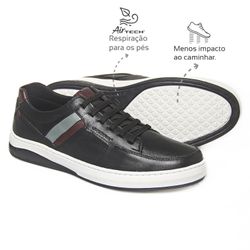 Sapatênis Leve em Couro Preto Leveterapia - 45701 - Levecomfort Calçados