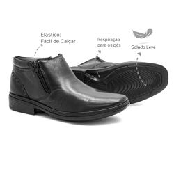 Bota social masculina Leve Couro Preto Leveterapia... - Levecomfort Calçados