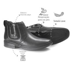 Bota social masculina Leve Couro Preto Leveterapia... - Levecomfort Calçados