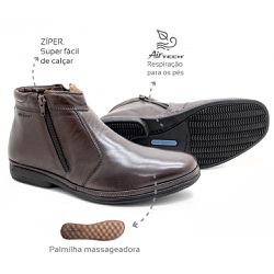 Bota social masculina Leve Couro Dark Brown Tradic... - Levecomfort Calçados