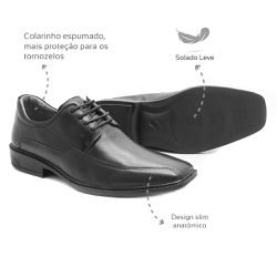 Sapato social Leve Slim Couro Preto Leveterapia -... - Levecomfort Calçados
