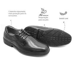 Sapato social Leve Couro Preto Leveterapia - 4670 - Levecomfort Calçados