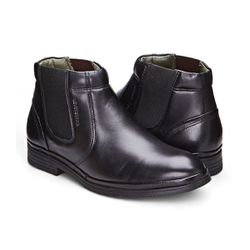 Bota Social Masculina Conforto Couro Preto Elástic... - Levecomfort Calçados