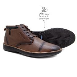 Bota Casual Couro Carneiro Caramelo Leveterapia - ... - Levecomfort Calçados