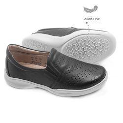 Tênis Feminino Confortável com elástico Preto Leve... - Levecomfort Calçados