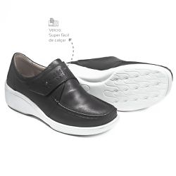 Sapato Feminino Confortável com Velcro Preto Levec... - Levecomfort Calçados
