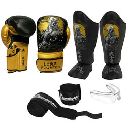 Kit Luva Boxe Muay Thai + Protetor Bocal + Proteto... - LIMAFIGHTER