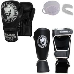 Kit Luva Boxe Muay Thai + Protetor Bocal + Proteto... - LIMAFIGHTER