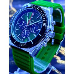 BREITILING 1884 PRATA COM PULSEIRA SILICONE VERDE ... - GRINGA TOP MIL