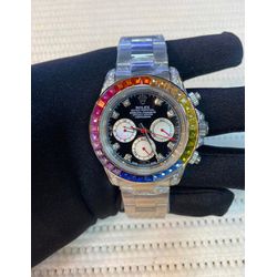 ROLEX DAYTONA FEMININO PRATA PREMIUM STRASS COLOR ... - GRINGA TOP MIL