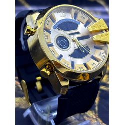 DIESEL 10 BAR DOURADO PULSEIRA PRETA LINHA BANHADA... - GRINGA TOP MIL