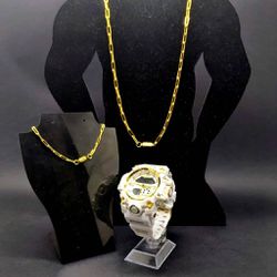 G-SHOCK MUD CASIO BRANCO COM DOURADO + 2 BRINDES -... - GRINGA TOP MIL