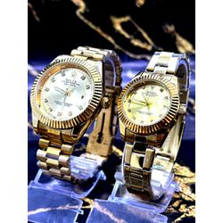 KIT CASAL ROLEX OYSTER DATE TODO DOURADO - kitrole - GRINGA TOP MIL