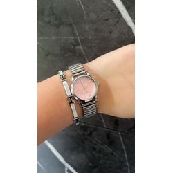 RELÓGIO FEMININO QUARTZ PRATA COM ROSA - QUARTZROS... - GRINGA TOP MIL