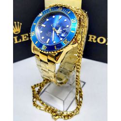 ROLEX DOURADO FUNDO PRETO BATERIA + 2 BRINDES - rl... - GRINGA TOP MIL