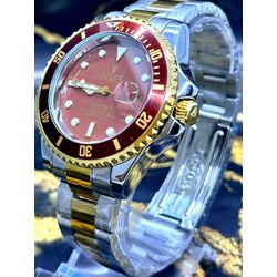 RLX SUBMARINER BATERIA MISTO FUNDO MARROM - rlx6 - GRINGA TOP MIL