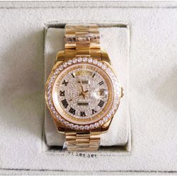 ROLEX FEMININO DOURADO COM STRASS CRAVEJADO PREMIU... - GRINGA TOP MIL