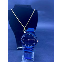 RELÓGIO DIOR AZUL ROYAL + 1 CORRENTE COM PINGENTE ... - GRINGA TOP MIL