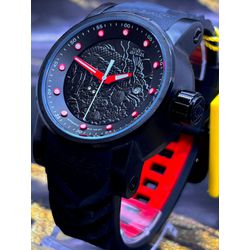 Yakuza Pulseira todo preto detalhes vermelho Autom... - GRINGA TOP MIL