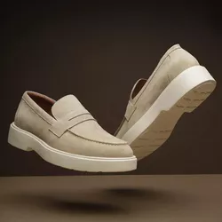 Florida 26004 Couro Camurça Bege Sola Creme - 260... - LOGALY ATACADO