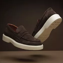 Florida 26004 Couro Camurça Café Sola Creme - 260... - LOGALY ATACADO