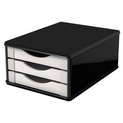 Gaveteiro de Mesa 3 Gavetas Madeira Mdf - Preto Bl... - Lojas Angelo