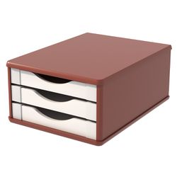 Gaveteiro de Mesa 3 Gavetas Madeira Mdf - Tabaco/B... - Lojas Angelo